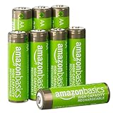 Amazon Basics AA-Batterien mit hoher Kapazität, wiederaufladbar, 2400 mAh, vorgeladen, 8 Stück