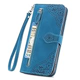 Didan Retro Reißverschluss Handyhülle für Samsung Galaxy Note 20 Ultra Blume Hülle Leder Handytasche Cover mit 7 Kartenfächer Standfunktion Geldbörse Brieftasche Flip Case