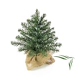 artplants.de Künstlicher Mini Tannenbaum Athen im Jutesack, 38 Zweige, 30cm, Ø 20cm - Kunst Weihnachtsbaum - Deko Christbaum