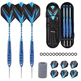 HFDONGL Dartpfeile Set 3 Stück Profi Steeldarts 22 Gramm Dart mit Metallspitze Steel Darts Pfeile Set Target Darts Darts Steel Dartpfeil 3 Aluminium Schaft und 6 Flightschoner