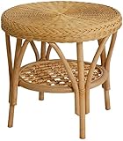 Rattan-Tisch/Beistelltisch Rund/Couchtisch Rattantisch Ablage (Honig)