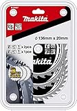 Makita B-33897 Specialized Sägeblatt - Set, 3-teilig, 136 mm für Akku - Handkreissägen