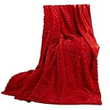 CelinaTex Flauschige Kuscheldecke XXL 200 x 220 cm rot Luxus Wendedecke Sofadecke Plüsch Nicki Mikrofaser Fleece Oeko-TEX