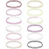 WIFUN 12 Stück Elastische Halskette, Choker Halsketten Set Rainbow Halskette Kropfband Modeschmuck für Mädel Kinder Frauen Mädchen Geburtstag Party Hochzeit