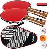 heinsa Tischtennisschläger Profi, Tischtennisschläger Set - 2 Tischtennis Set mit Tischtennis-Bälle und Tasche (Tischtennisschläger Set)