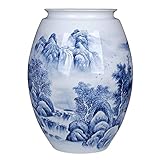 SLAHA Vasen Neue chinesische Stil Keramik bemalte Vase Dekoration Esstisch Blumentisch Home Wohnzimmer Dekoration Blaue Vase Wohnkultur (Größe: B) (blau, grün B)