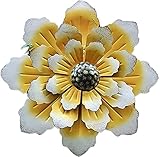 WQQLQX Statue Eisen Blume Anhänger Wand Hängen Outdoor Garten Gras Wand Blume Statue Dekoration Skulptur Handwerk Ornamente Figuren Anhänger Skulpturen (Color : Light Yellow)