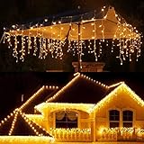 Eisregen Lichterkette Außen, Lichterkette Außen Innen 10M 400 LED mit Timer, Weihnachtslichterkette Wasserdicht 8 Modi Memory Stecker in für Weihnachten