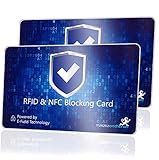 2X DEKRA + EMV gepr. RFID Blocker Karte 360° RFID Schutz Störsender Elektronik - NFC Blocker Karte - Schutzkarte für Geldbörse groß - Schutzkarte gegen Datenklau - RFID Blocker Card