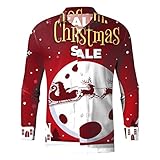 Briskorry Weihnachtshemd Herren, Weihnachten Muster 3D Bedruckte Hemd Freizeithemd Männer Langärm Slim Fit Christmas Shirt Hawaiihemd Stehkragen Lustige Funky Hemden Langarmhemd Langarmshirt