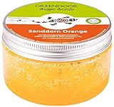 GREENDOOR Körperpeeling Sugar Scrub Sanddorn Orange, Zucker Peeling ohne Farbstoffe, Duschpeeling ohne Mikroplastik, Hautpeeling ohne Konservierungsmittel, für strahlende Haut, Body Scrub, 200 ml