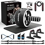 AILUKI Bauchroller, Bauchtrainer ab Roller, Bauchmuskeltrainer ab Wheel Set, mit Fitnessband, Springseil,Hochschieben Griffe,Abbildung 8 Fitnessbänder,Bauchmuskeltraining,Für Männer und Frauen