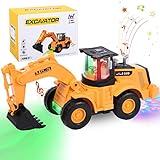 FORMIZON Bagger Spielzeug, Schaufelbagger, Baustellenauto Kinder, Automatisches Gehen Bagger mit Sound und Licht, Bagger Baufahrzeug Spielzeug Geschenk mit Musik für Kinder 3 4 5 6 7 8 Jahre (Bagger)