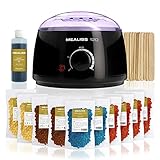 Waxing Kit Wachs Mealiss 120 DELUXE XXL - Brazilian Waxing-Set - Profi Wachswärmer 120 Watt, 1 KG Brazilian Wax, 20 Wachs-Spatel, 100 ml Pflege-Öl - 1 Jahr Heisswachs-Epilation