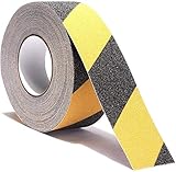 Anti Rutsch Klebeband 50mm Rolle mit 18m Tape für Treppen Sicherheitsband Selbstklebender Rutschschutz Klebestreifen Antirutschbelag rutschfeste Treppenstufen Warnband Matten (Gelb Schwarz, 5cmx18m)