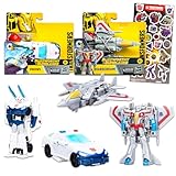 Transformers Buzzworthy Actionfigur, 2 Stück, Transformers Spielzeug-Set enthält Starscream und Prowl Transformers Figuren plus Aufkleber, Transformers Geschenke für Kinder