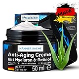 50ml Anti Aging Creme Männer & Anti Falten Creme Made in Germany, vegane BIO Aloe Vera Creme & Hyaluron. Anti Age Gesichtscreme Männer, Tagescreme, Nachtcreme, Retinol Creme, Gesichtspflege Männer