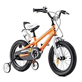 RoyalBaby Freestyle Kinderfahrrad Jungen Mädchen mit Stützräder Fahrrad 12 Zoll Orange