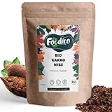 Foodico Kakaonibs Bio 1kg, Rohkostqualität - Gebrochene Kakaobohnen