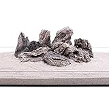 AquaOne Aquarium Steine Mini Landschaft I Natursteine Seiryu 1 Stück 1-2kg I Aquascaping Gestein für Tank I Felsen Dekoration Pagode Rückwand I Deko Aquascape grau