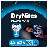 DryNites saugfähige Nachtwindeln bei Bettnässen, Für Jungen 4-7 Jahre (17-30 kg), 1 x 10 Stück, Windel-Pants, Höschenwindeln, Windelhöschen