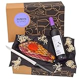 Delikatessen-Präsentkorb 'Jamón y Vino' mit Serrano-Schinken & Rotwein aus Spanien - Verpackt in der spanischen Geschenk-Box inklusive Schinkenmesser