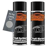 TRISTARcolor Autolack Spraydosen Set für FIAT/Lancia 647 Grigio Steel Metallic/Grigio Paladio Metallic Basislack Klarlack Sprühdose 400ml