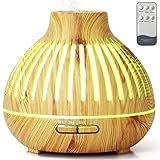 Aroma Diffuser, 400ml Duftöl Diffuser für ätherische öle, Duftöldiffusoren mit Fernbedienung, Raumbefeuchter Aromatherapie Diffusor mit Kalter Nebel Luftbefeuchter 4 Timer & 15 Farblicht für Zuhause