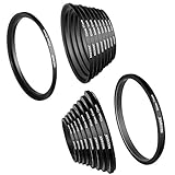 Neewer 18 Stück metallische Kamera Objektiv Filter Ring Adapter Kit - 9 Stück Step-Up-Ring Set und 9 Stück Step-Down-Ring Set für Canon Nikon Sony Olympus DSLR Kamera, Schwarz