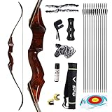 58 'Takedown Recurve-Bogen und Pfeil-Set ist geeignet für Erwachsene und Jugendliche, mit ergonomischem Design für Outdoor-Jagd und Bogenschießen-Rechtshänder (35lb, Set)