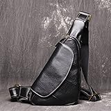 Herren Outdoor Freizeit Brusttasche Leder Herrentasche Persönlichkeit One-Shoulder Messenger Bag Ledertasche (B,One Size)