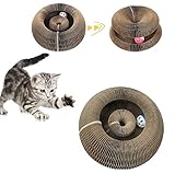 SDZHDMO Katzen Kratzbrett,Magic Organ Cat Scratching Board,2-in-1 Cat Kratzbrett mit Glöckchen,Kratzrolle für Katzen mit Spielball Multifunktions Wellpappen Kratzspielzeug für Katzen