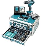 Makita DHP482RFX9 Akku-Schlagbohrschrauber 18V / 3,0 Ah, 2 Akkus + Ladegerät im Alukoffer + 96-tlg. Zubehör-Set