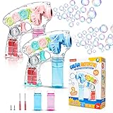 Panacare Seifenblasenpistole, Seifenblasenmaschine Gun für Kinder 1500+ Blasen pro Minute mit Seifenblasenlösung*2, Bubble Gun Seifenblasenspielzeug für Kinder/Geburtstag/Party, Blasenmaschine 2PCS