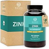 MAISON NATURELLE® | Zink Tabletten (365 Stück) – Hochdosiert mit 25mg Zink Bisglycinat - Zinktalbletten vegan - Hochwertige Bio Zinc Tablette 25 mg, Zinktablette komplex