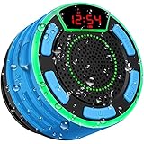 Umexpeed Bluetooth-Duschlautsprecher, Wasserdichter Tragbarer IPX7-Lautsprecher mit LED-Anzeige, Drahtloser Lautsprecher für Dusche Saugnapf, Duschradio Strandpool, Heimparty-Reisen, F013 PRO-B