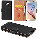 Aicoco Galaxy S6 Hülle Schutzhülle Tasche Flip Case für Samsung Galaxy S6 Handyhülle - Schwarz