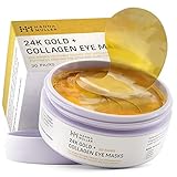 Augenpflaster für geschwollene Augen, 24k Gold Augenmasken mit Kollagen und Schneckenpeptiden, hilft dunkle Augenringe zu reduzieren, Schwellungen und feuchtigkeitsspendende Augenpflaster Gel, 30 Paar