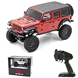 KKnoon RC Crawler, SCX1/24 Scale RC Rock Crawler 4x4 RTR Kletterauto Off Road RC Trucks für Erwachsene, Wasserdichtes All Terrain RC Crawler DIY Batterie Kit mit Controller Jeep Wrangler, Rot