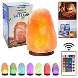 Himalaya Salt Range Pakistan-mit Fernbedienung Steinsalzlampe -Kristall-USB-Pakistan Himalaya-mit 16 Farben LED-Glühbirne für Schreibtisch, Zuhause 4,7 Zoll 1,5 lbs