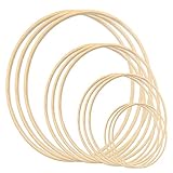 12 Stück 4 Größen (15cm/20m/25cm/30cm) Traumfänger Ringe Holz Bambus Blumenkranz Makramee Ringe Floral Hoop Set Makramee Craft Hoop Ring für Dreamcatcher, Hochzeit Kranz Decor und DIY Handwerk