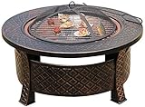 Feuerstellen im Freien, Holzbefeuerung, 32 Zoll, Feuerstelle im Freien, Metall, quadratisch, Feuerstelle, Terrassenofen, Holzofen, BBQ-Grill, Feuerstelle