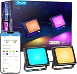 Govee Smart LED-Flutlichter, Outdoor LED Beleuchtung mit Farbwechsel, RGBICWW Bluetooth Flutlicht 2200-6500K, 16 Millionen Farben Timing Musiksynchronisation, IP66 wasserdicht, 2er Pack