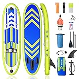 Airefina Aufblasbares Stand Up Paddling Board mit Kamerahalterung (335x81x16cm), SUP Board Set mit D-Ringen,Leine, Paddel,Pumpe,Rucksack,Luftventil Adapter,für Jugend & Erwachsene,159 kg Kapazität