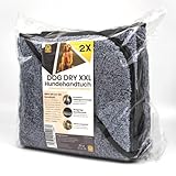 MASCOT (2er-Pack) Luxury Hundehandtuch XXL, Trocknen + Fellpflege, kämmt Schmutz Raus Dank Spezial-Mikrofaser, extra saugfähig (100x50) | Handtücher für kleine & große Hunde, Saugstarkes Trockentuch