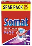 Somat All in 1 Extra Spülmaschinen Tabs, 90 Tabs, Geschirrspül Tabs für extra kraftvolle Reinigung und Edelstahlglanz