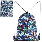 Marvel Turnbeutel Kinder, Avengers Beutel Rucksack Jungen für Schwimmen und Reise, Klein Gym Bag, Sportbeutel mit Captain America Iron Man Thor Hulk, Geschenke für Kinder und Teenager