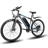 VARUN E-Bike 26'/27.5' E-Mountainbike mit Abnehmbarer 36V 10,4Ah/48V 12,5Ah Akku 250W Motor 25km/h und Shimano 21-Gang Elektrofahrrad Ausdauer 55-70km Herren und Damen (Blau)