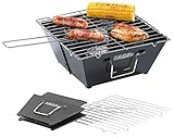 PEARL Faltgrill: Flach zusammenklappbarer Kohle-Grill, Grillfläche ca. 24,5 x 24 cm (Campinggrill Kohle klappbar)