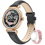 Smartwatch Damen Uhren Fitnessuhr Armbanduhr - Fitness Tracker Frauen Sportuhr mit Schrittzähler Herzfrequenz Blutdruck Schlafmonitor Wasserdicht Menstruationszyklus (Schwarz-1)